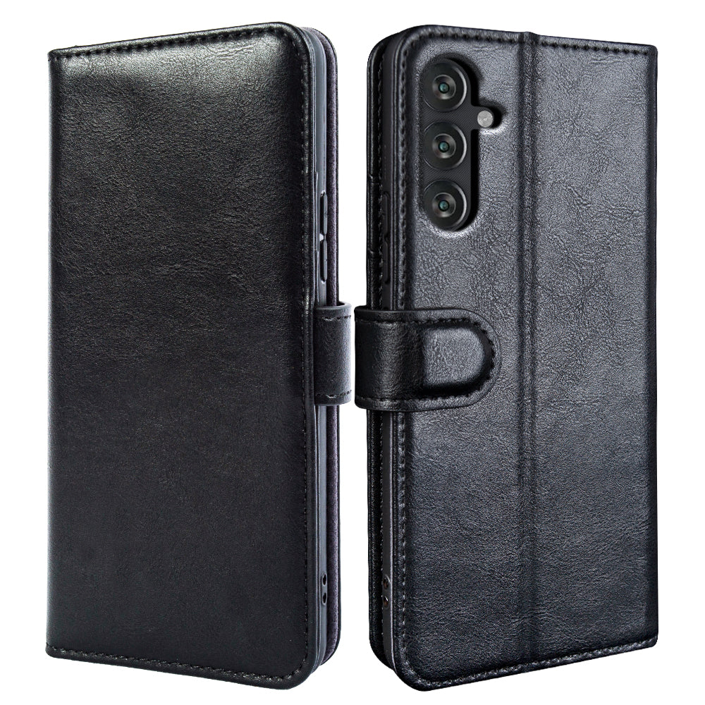 Dustproof Cover for Samsung Galaxy M13 4G Waxy Texture Stand Wallet Genuine Cow Leather Smartphone Case Dustproof Cover for Samsung Galaxy M13 4G Waxy Texture Stand Wallet Genuine Cow Leather Smartphone Case